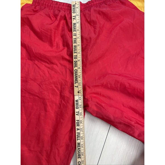Vintage Logo 7 Track Pants Mens XL Maroon Yellow Nylon Retro Windbreaker 90s Run - Picture 8 of 9